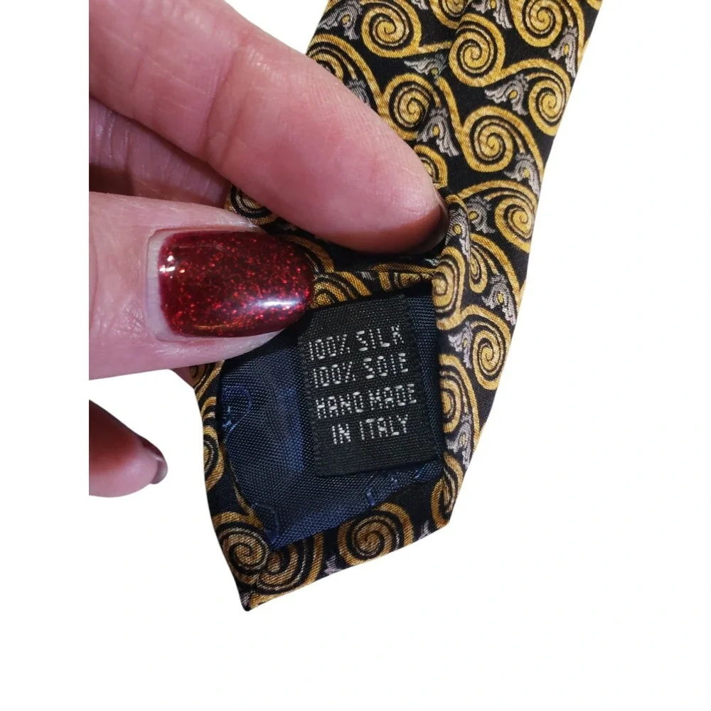 Valentino‎ Mens Tie Necktie Designer Luxury Brown Black Gray Geometric Suit Work